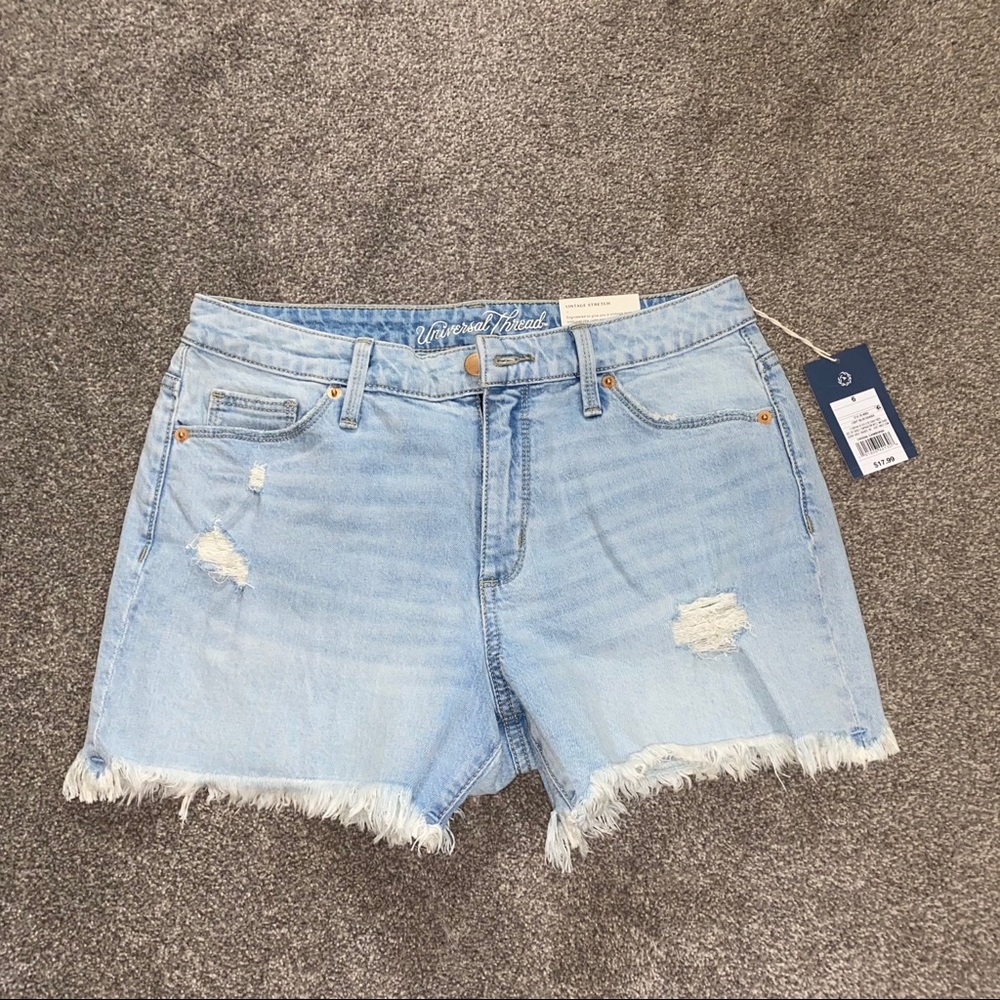 Target high rise light wash jean shorts